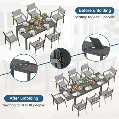 Patio Furniture Set with 92" Extendable Dining Table for 4–8 People