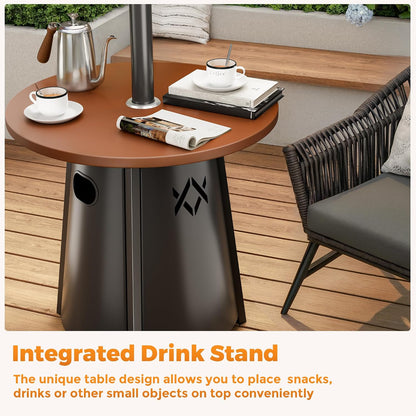 Outdoor Heaters for Patio with round Table Design, Premium 304 Stainless Steel Burner, Triple Protection System Propane Patio Heater for Porch Garden, Residential & Commercial Use