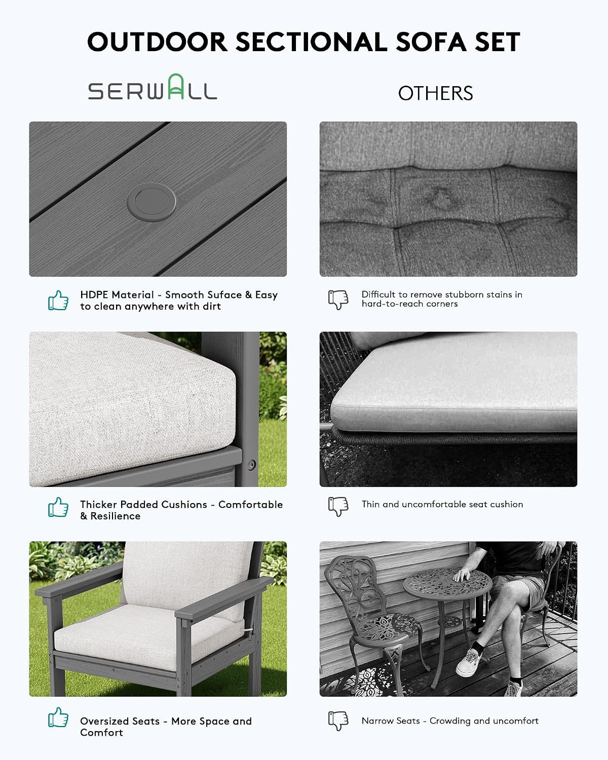 HDPE Outdoor Patio Furniture Set Outdoor Couch