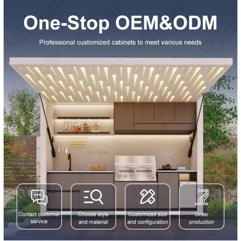 Outdoor Bbq Kitchen Cabinetry Remote Control Outdoor Kitchen Stainless Steel Weatherproof for Patio Backyard Grilling Cooking