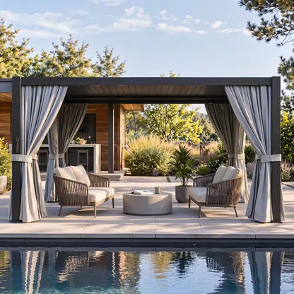 12 Ft. X 14 Ft. Hardtop Louvered Gazebo, Aluminum Frame Pergolas with Adjustable Roof for Garden
