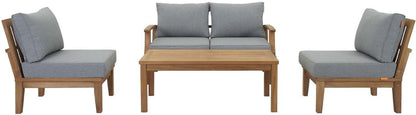 EEI-1477-NAT-GRY-SET Marina Premium Grade a Teak Wood 5-Piece Outdoor Patio Furniture Set, Natural Gray