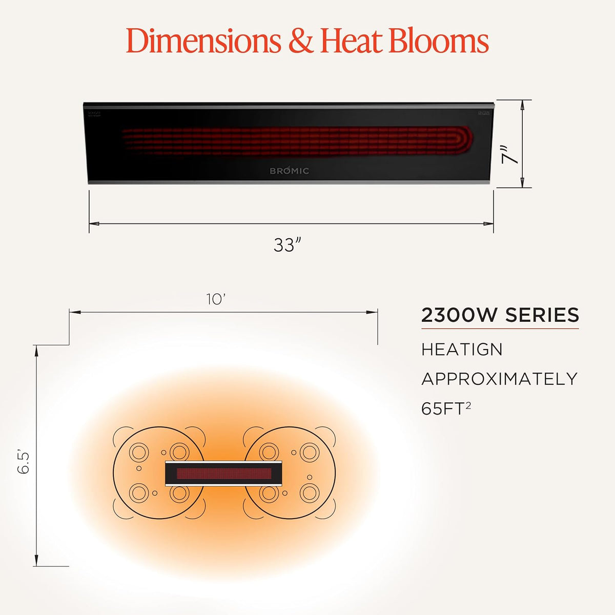 Bromic Platinum Smart Heat 2300W Electric Patio Heater - Radiant Infrared, 220V-240V, Black Finish - BH0320003