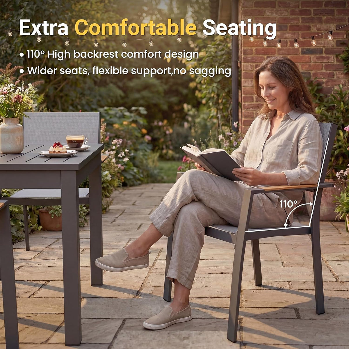 Patio Furniture Set with 92" Extendable Dining Table for 4–8 People