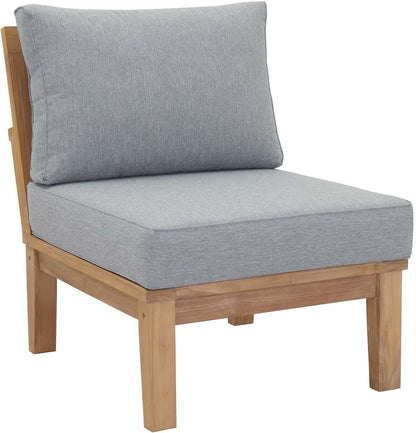 EEI-1477-NAT-GRY-SET Marina Premium Grade a Teak Wood 5-Piece Outdoor Patio Furniture Set, Natural Gray