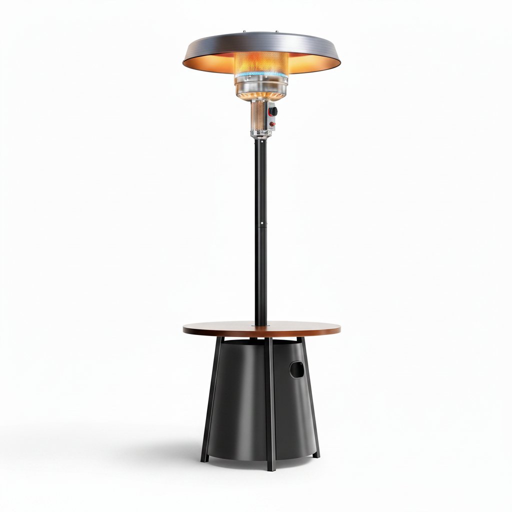 Outdoor Heaters for Patio with round Table Design, Premium 304 Stainless Steel Burner, Triple Protection System Propane Patio Heater for Porch Garden, Residential & Commercial Use