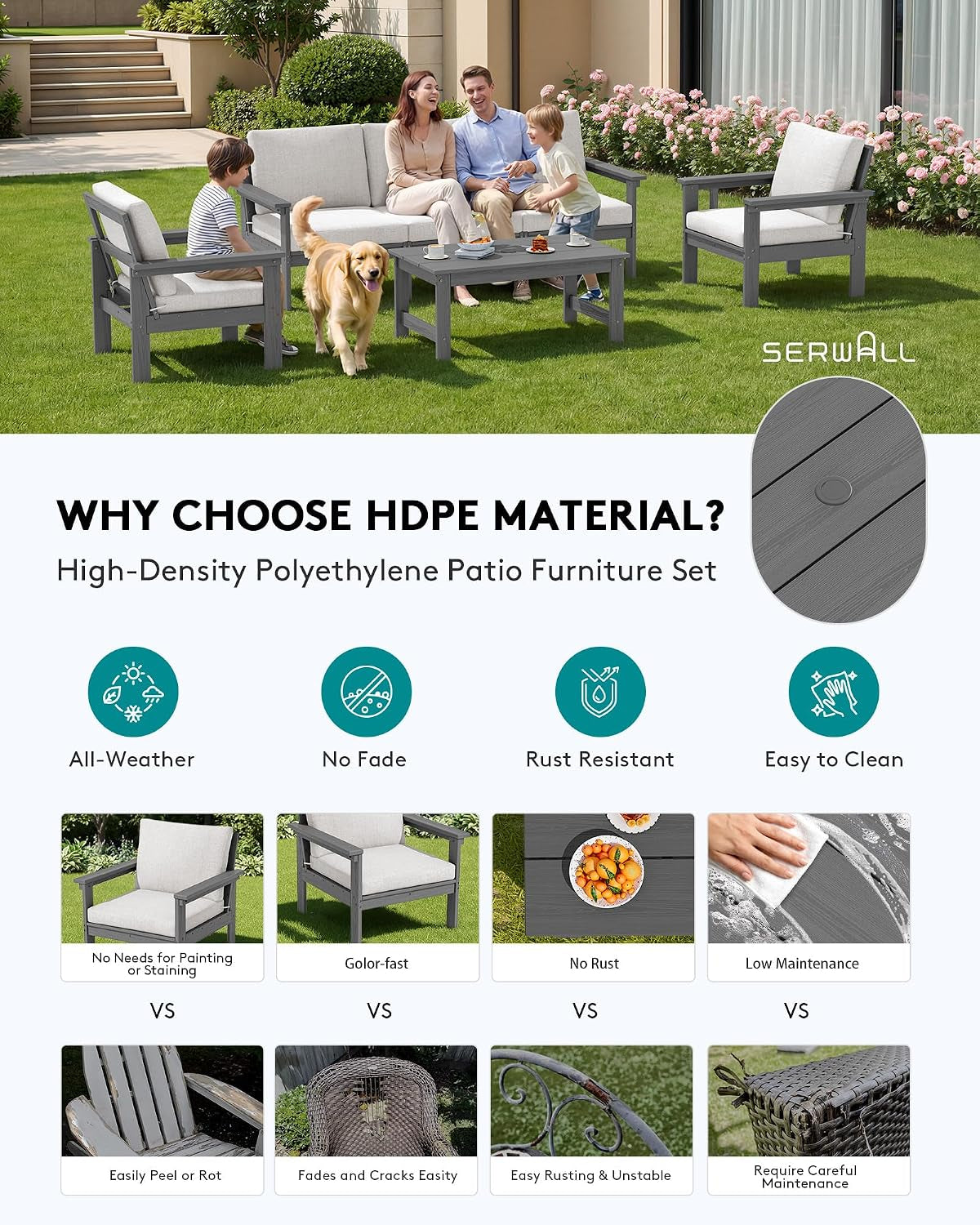 HDPE Outdoor Patio Furniture Set Outdoor Couch