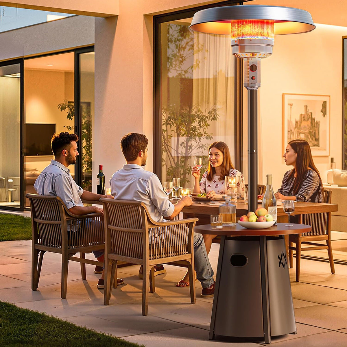 Outdoor Heaters for Patio with round Table Design, Premium 304 Stainless Steel Burner, Triple Protection System Propane Patio Heater for Porch Garden, Residential & Commercial Use