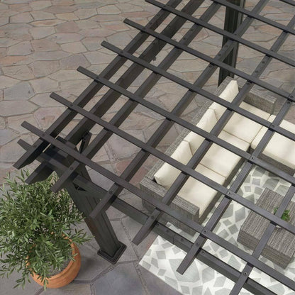 Stratford 14 Ft. X 12 Ft. Black Galvanized Steel Traditional Outdoor Patio Pergola with Trellis Roof