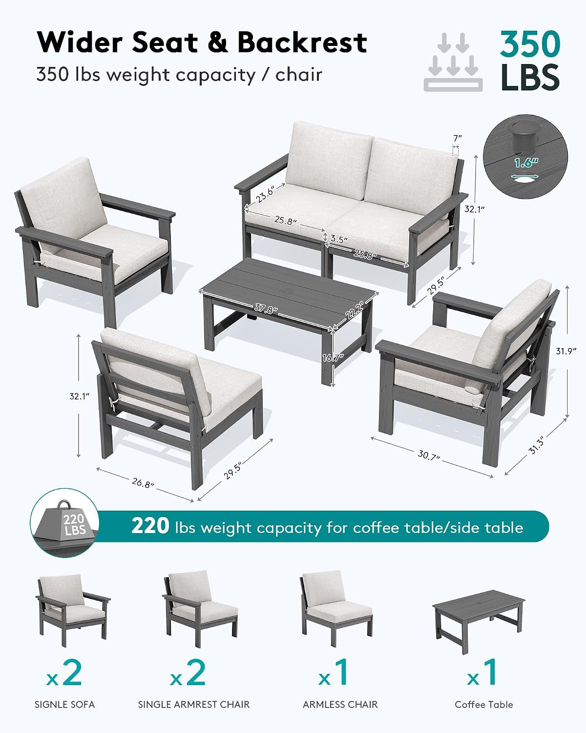 HDPE Outdoor Patio Furniture Set Outdoor Couch