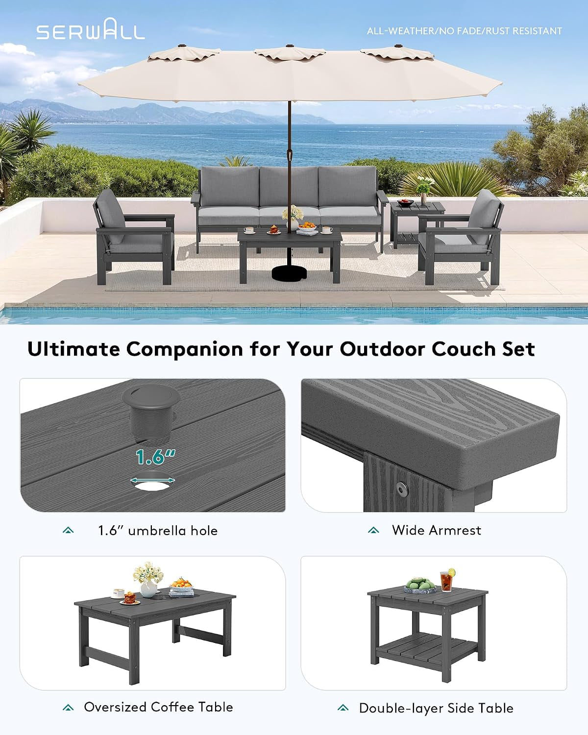 HDPE Outdoor Patio Furniture Set Outdoor Couch